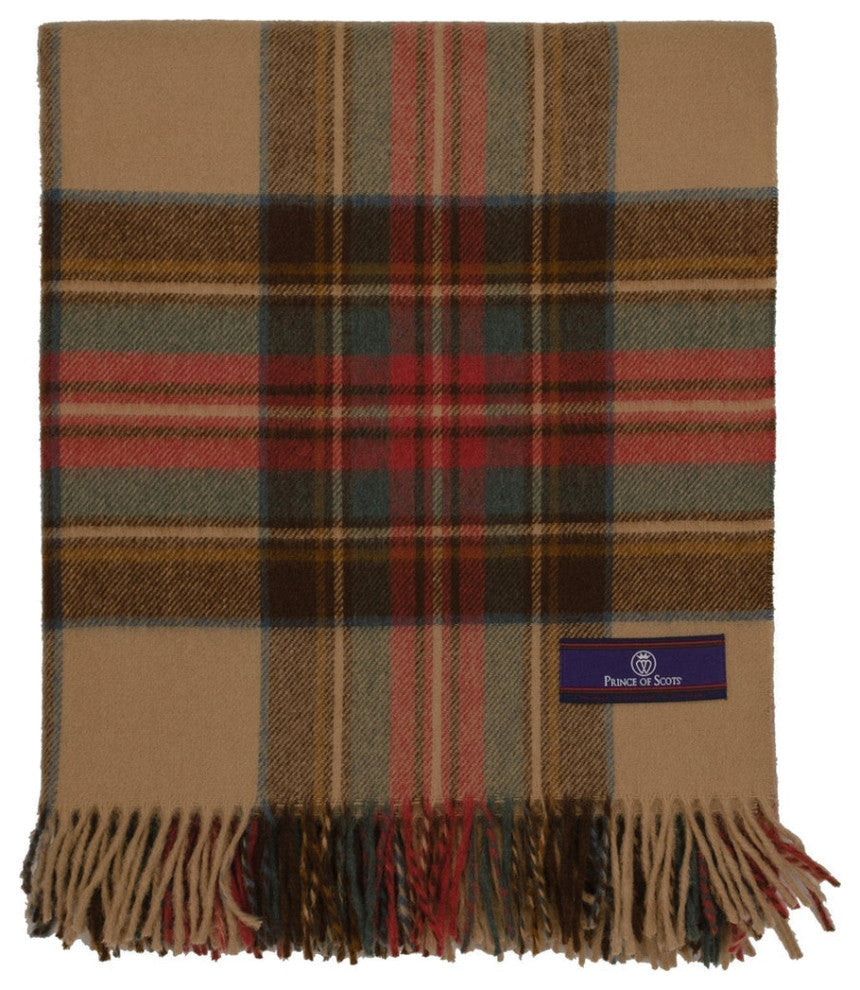 Prince of Scots Highland Tweed Merino Wool Throw, Antique Dress Stewart