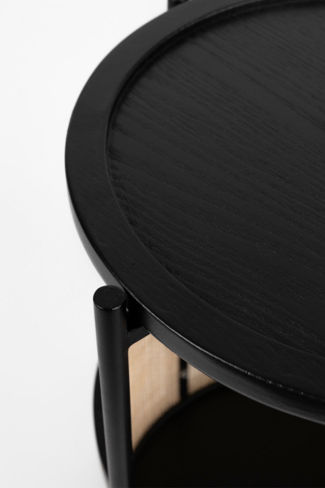 Rattan Accented Side Table | DF Makoto, Black