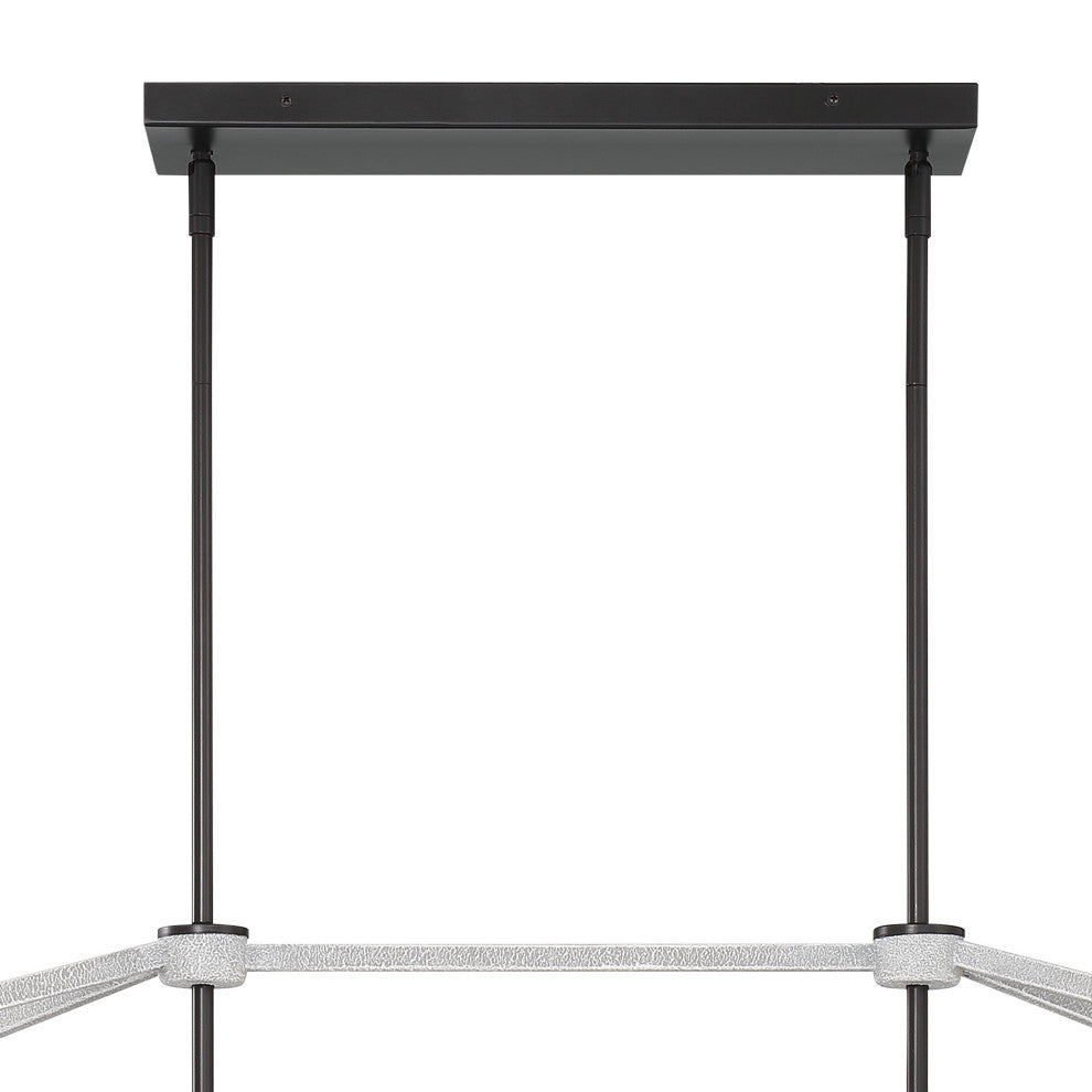 6 Light Kitchen Island Linear Pendant Chandelier, Crackle White+classic Black
