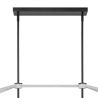 6 Light Kitchen Island Linear Pendant Chandelier, Crackle White+classic Black