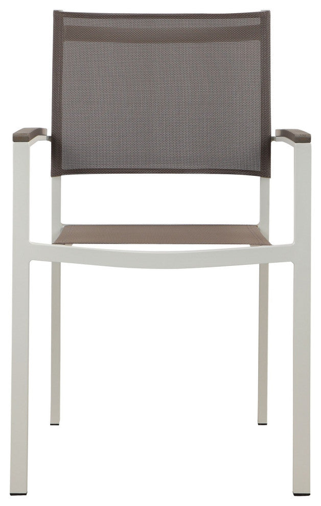 Benzara BM287791 Fifi 21" Set of 6 Dining Chairs, Aluminum Frame, Gray Fabric