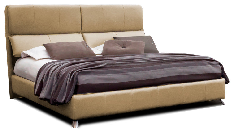 Nativa Interiors Moscow Geniune Leather King Bed, Macadamia