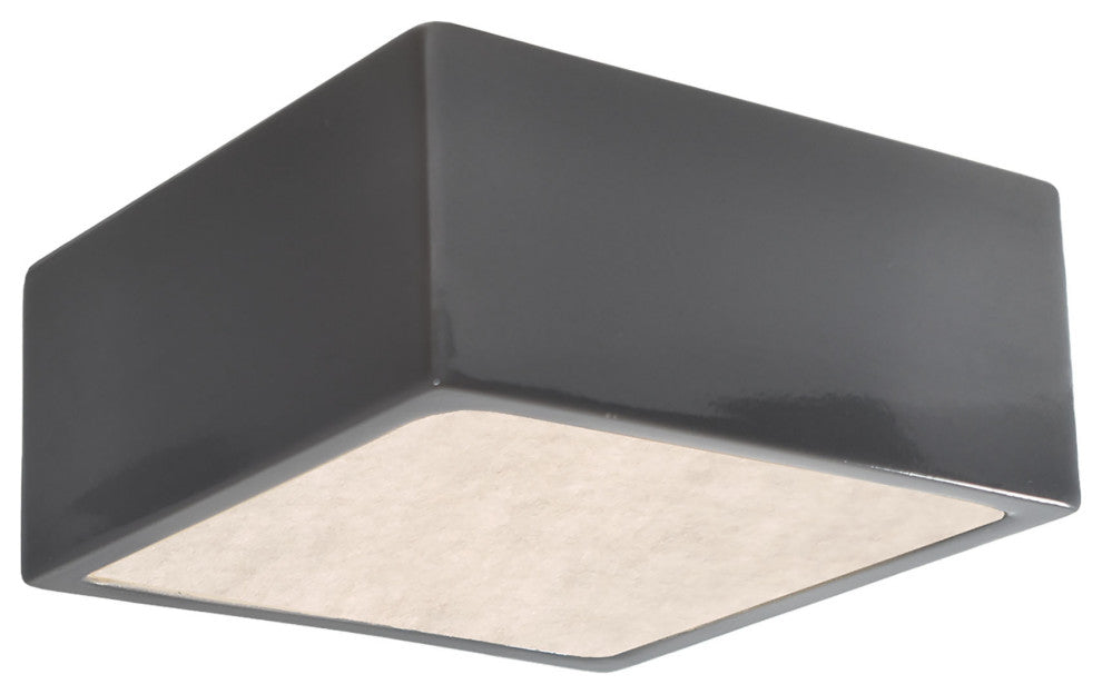 Short Square LED Outdoor Flush-Mount, Gloss Grey