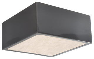 Short Square LED Outdoor Flush-Mount, Gloss Grey