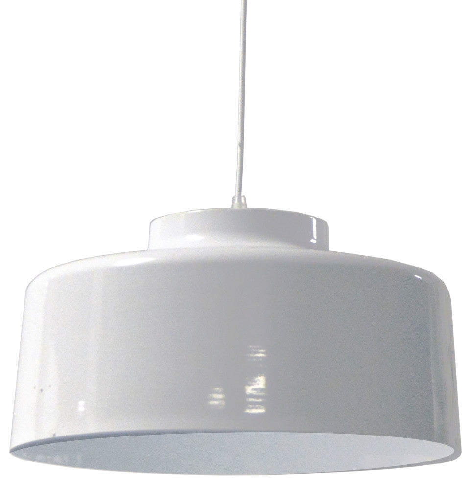 1-Light Metal Pendant, White Finish