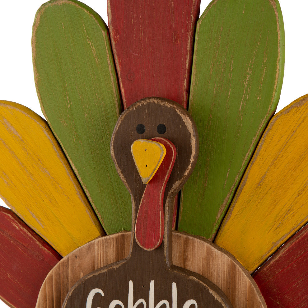 24" Thanksgiving Wooden Turkey Standing Decor