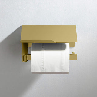 Deco Toilet Paper Holder With Shelf, Brushed Gold