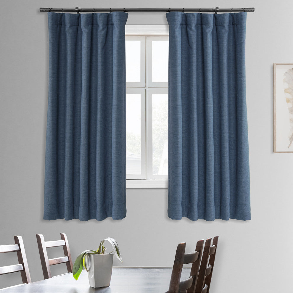 Bellino Blackout Room Darkening Single Panel Curtain, Wild Blue, 50"x63"