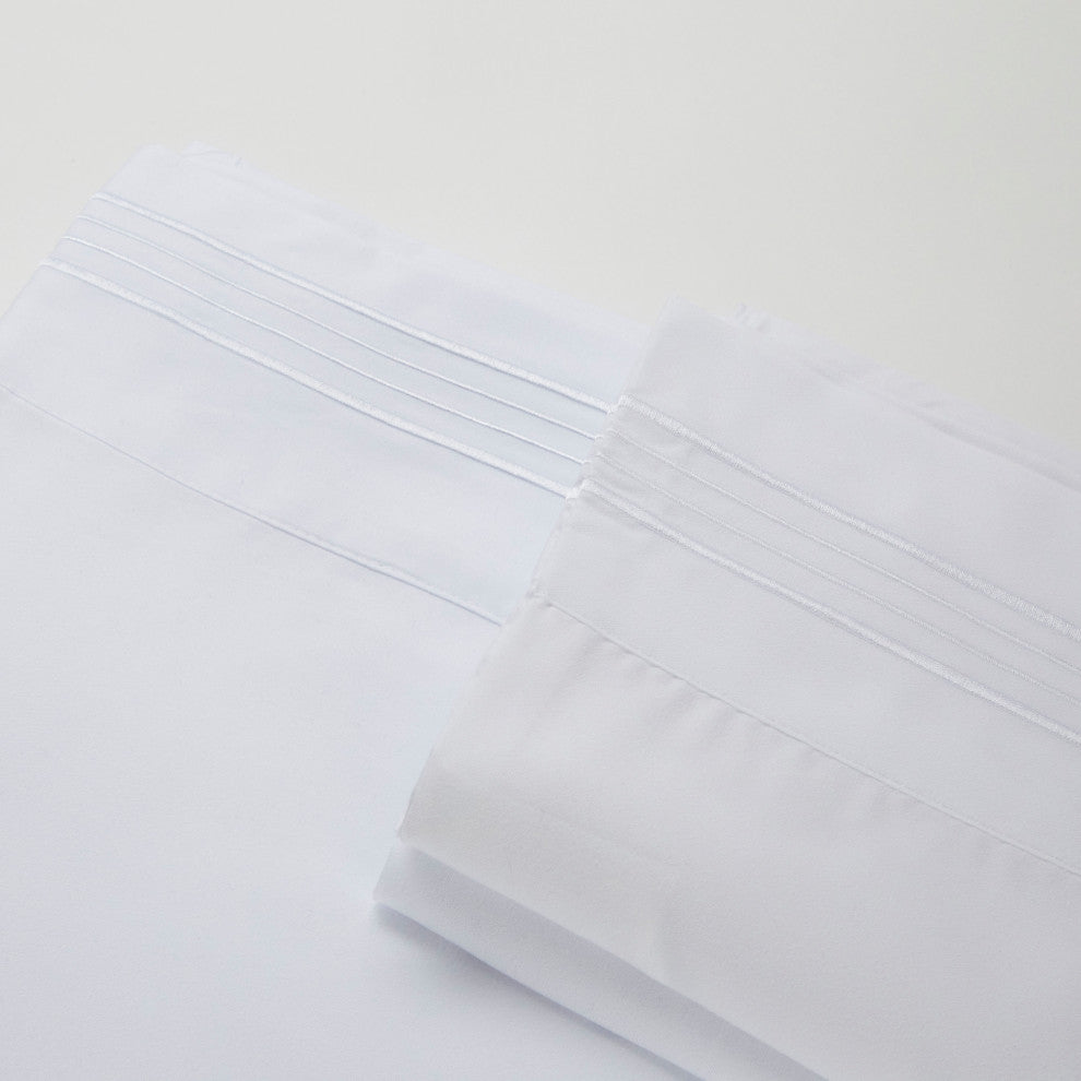 Linum Home Textiles 1800 TC Brushed Microfiber Sheet Set with 4 Line Embroidery
