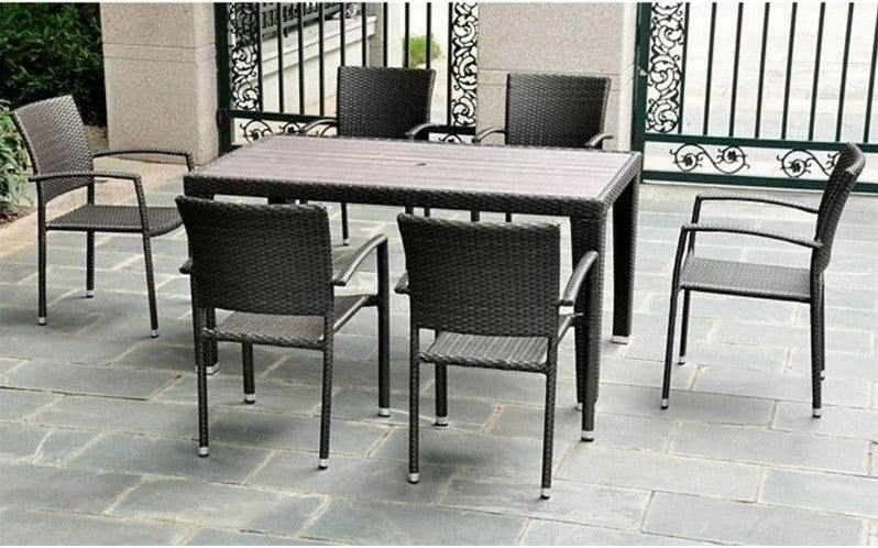 International Caravan Barcelona 7 Piece Patio Dining Set in Black