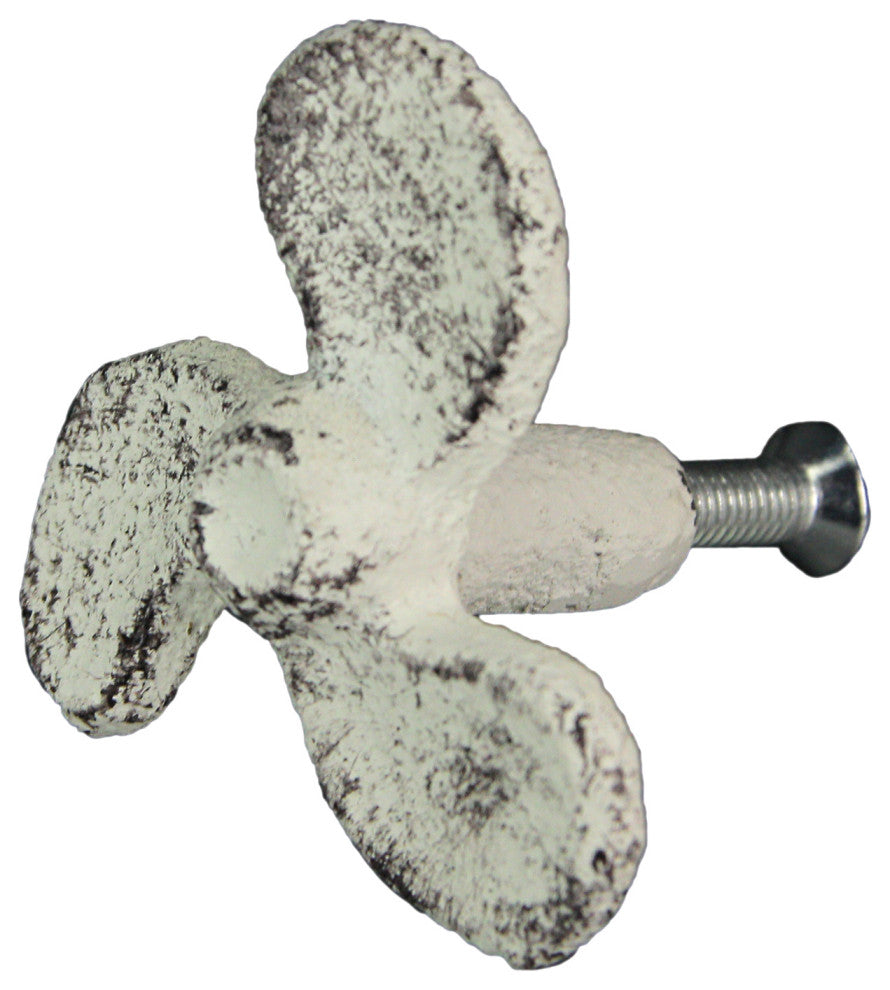 Set of 6 White Cast Iron Boat Propeller Cabinet Knob Nautical Drawer Pull Decor