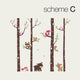 Birch Trees With Cute Forest Animals Wall Decal, Scheme C, 108" Tall Trees