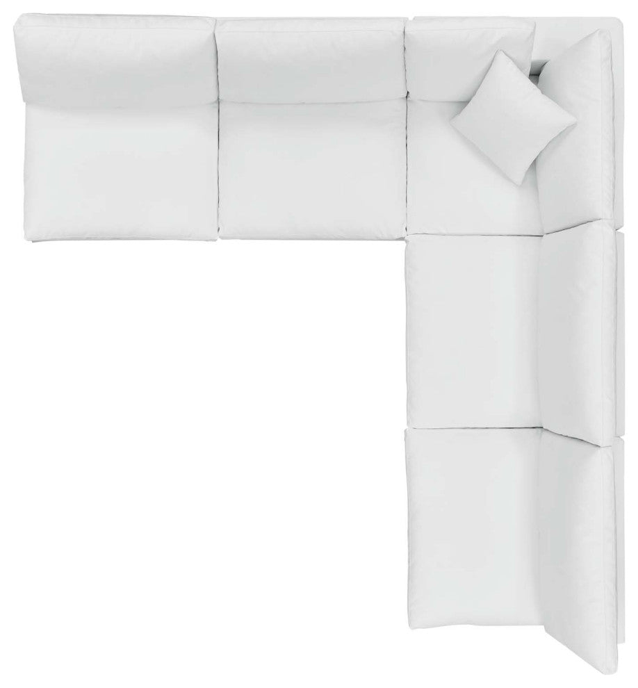 Sectional Sofa Set, Faux Vegan Leather, White, Modern, Living Lounge Hospitality