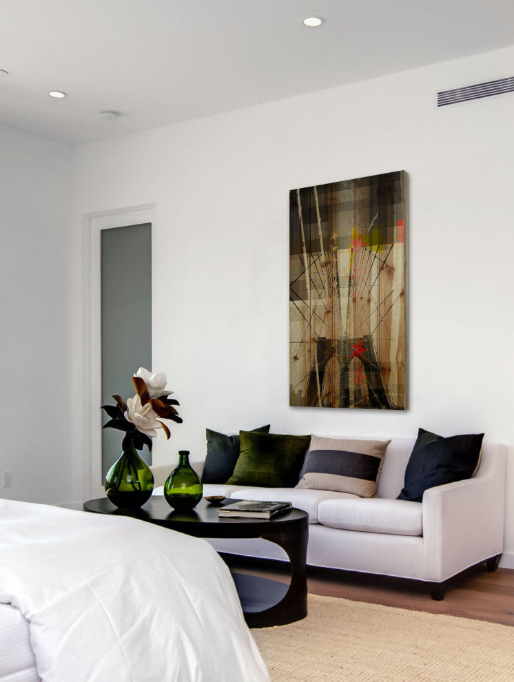 "Brooklyn" Painting Print on Natural Pine Wood, 12"x24"