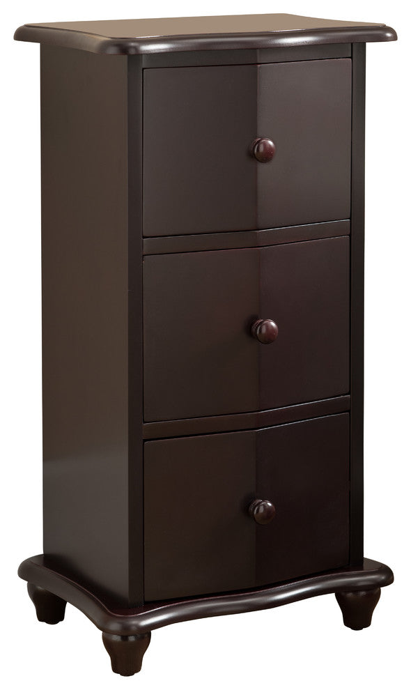 Jackson 3 Drawer Wooden Storage Accent Chest, Dark Cherry