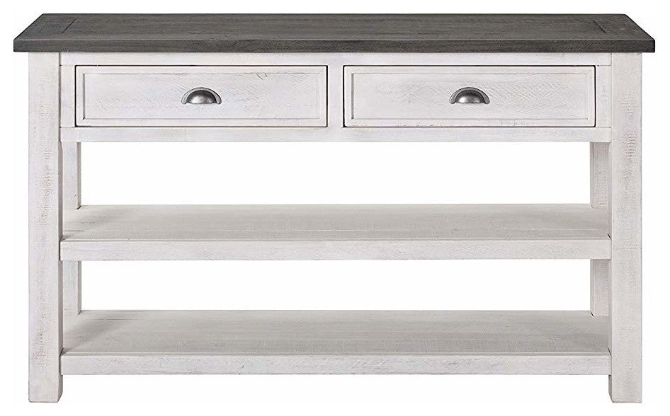 Monterey Solid Wood Sofa Console Table, White, Gray