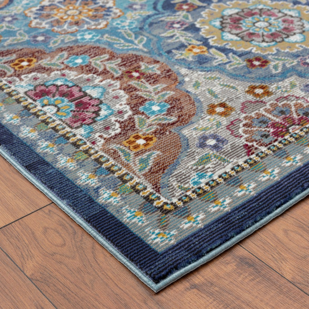 8" x 10" Blue Trellis Mosaic Area Rug