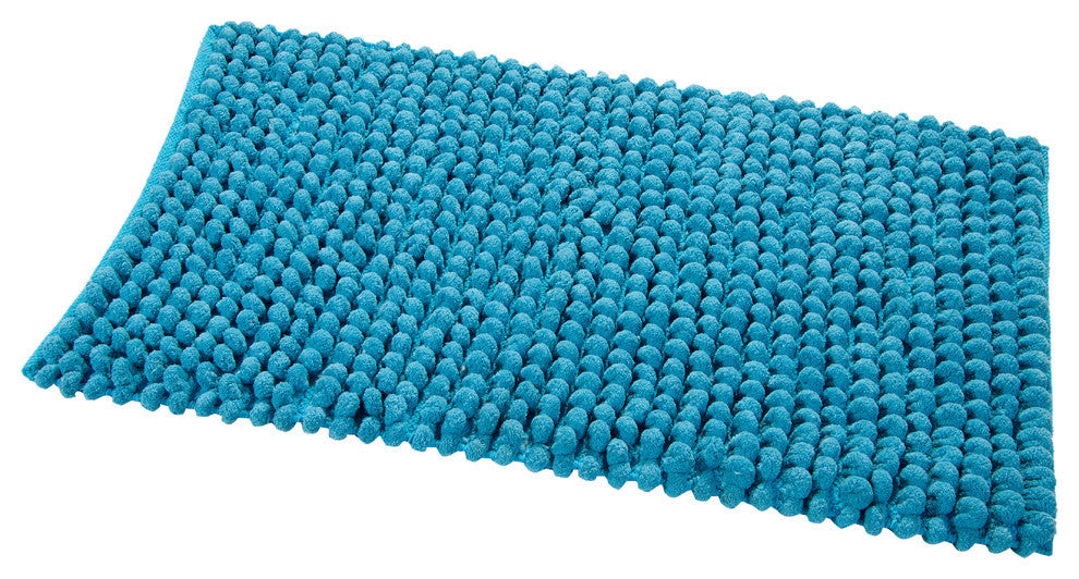 Bath Rug Cotton and Microfiber Hand Loom, 50"x30", Arctic Blue, Pattern Bubbles