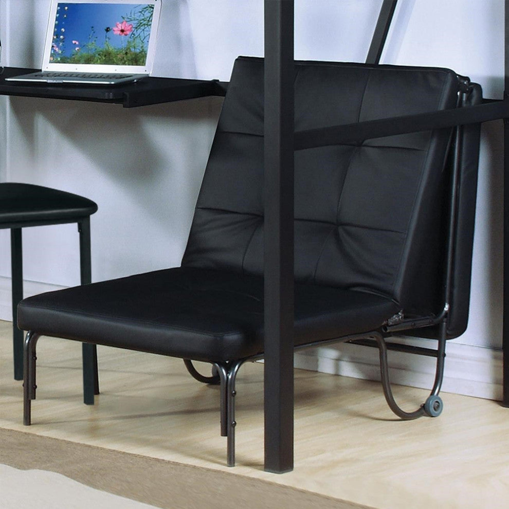 Senon Adjustable Futon and Chair, Silver and Black