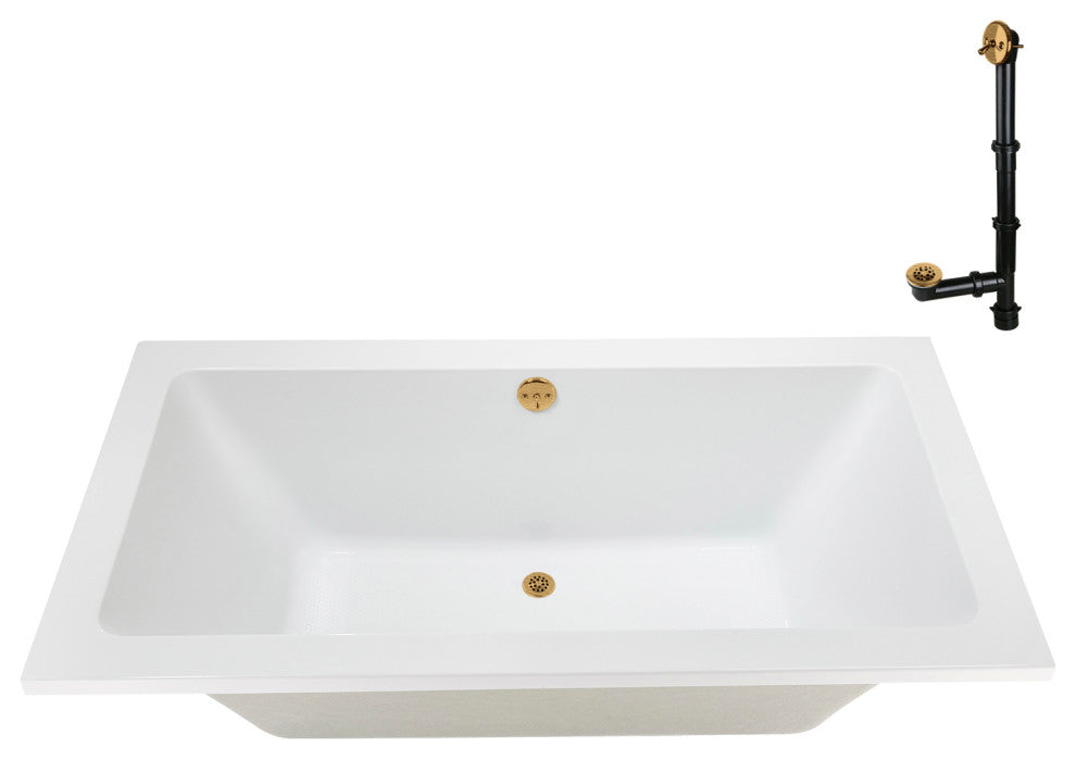 Streamline 66 in. x 34 in. Acrylic Drop-In Bathtub, Brushed Gold
