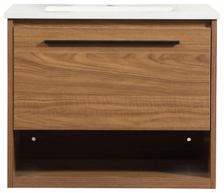 Rabi Single Bathroom Vanity, Walnut Brown, 24"