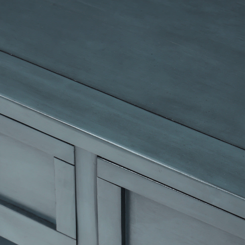 Console Table with Two Drawers and Bottom Shelf, Navy