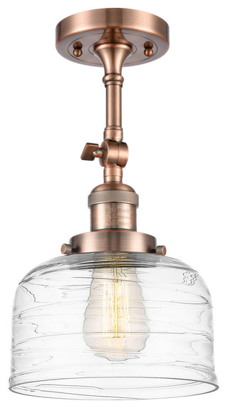 Innovations Bell 1-Light Large Semi-Flush Mount 201F-AC-G713, Antique Copper