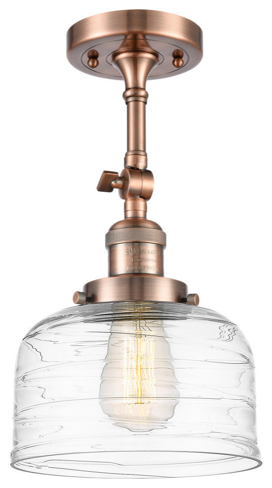Innovations Bell 1-Light Large Semi-Flush Mount 201F-AC-G713, Antique Copper