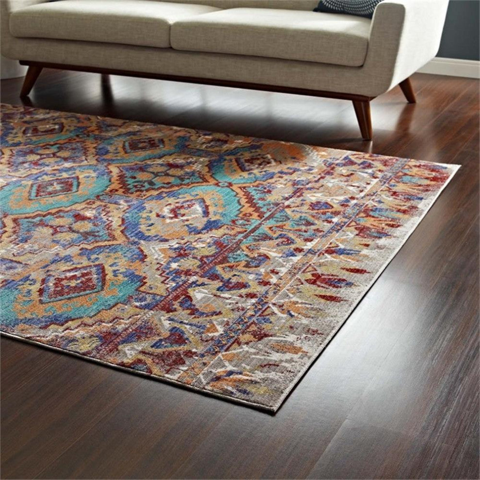 Centehua Distressed Southwestern Aztec 4x6 Area Rug in Multicolored