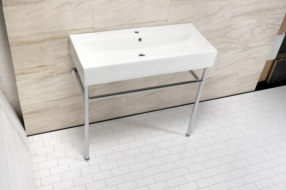 Fauceture VPB39171ST 39" Porcelain Console Sink, Legs, Single-Hole