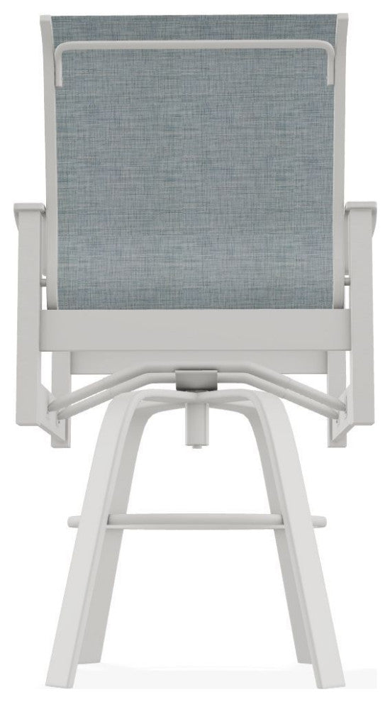 Leeward Sling Bar Height Outdoor Swivel Armchair, Charm/Snow