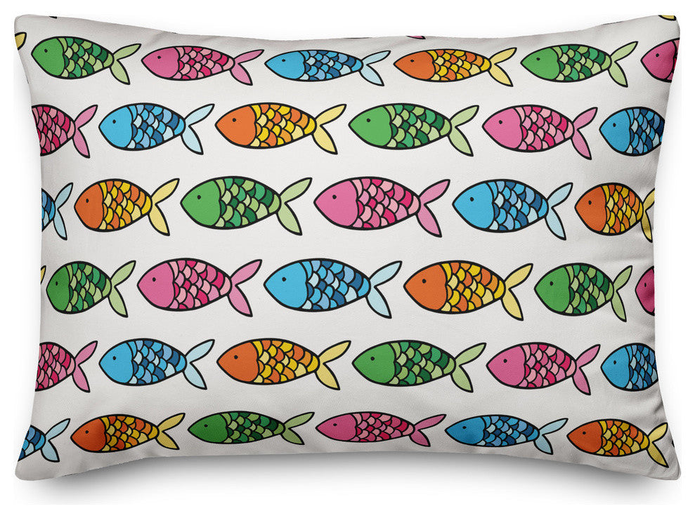 Colorful Fish Pattern 14x20 Throw Pillow Cover