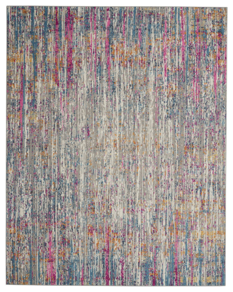 8' X 10' Pink And Ivory Abstract Power Loom Area Rug