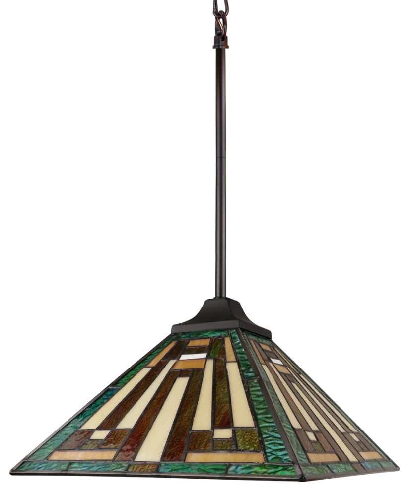 Firman Tiffany 1-Light Mission Ceiling Pendant 12" Shade