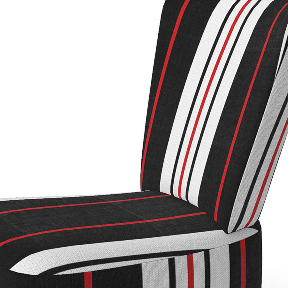 Black and White Striped Pattern Chair, Side Chair