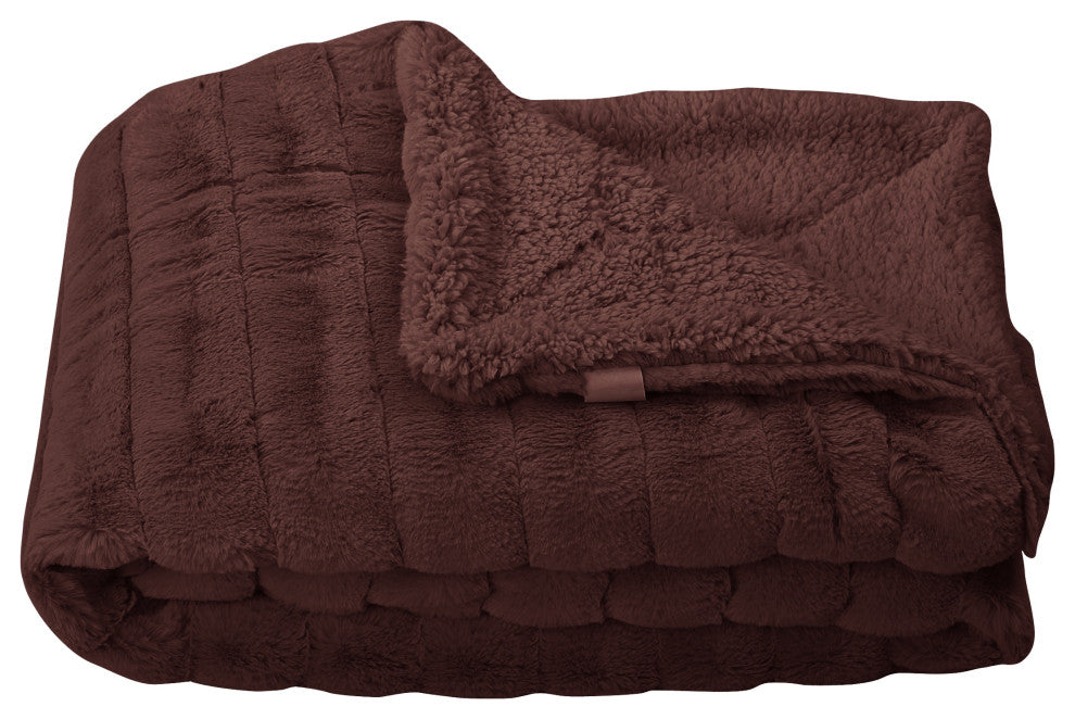 Super Mink Faux Fur Throw Blanket, Chocolate, 60"x80"