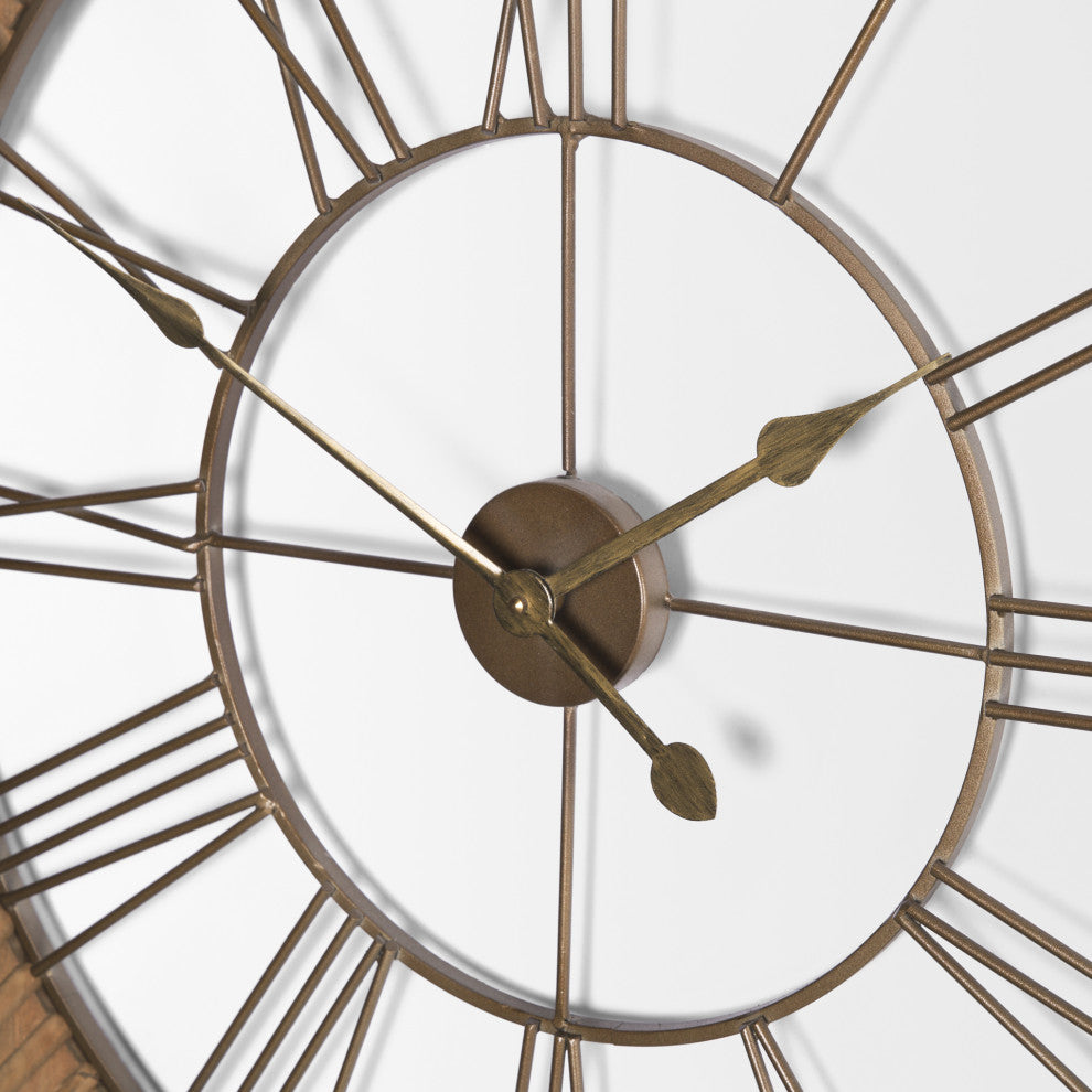 Rondell Light Brown Wood With Gold Metal Wall Clock