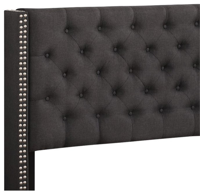 Brice Upholstered Twill Bed, Ash Black, King