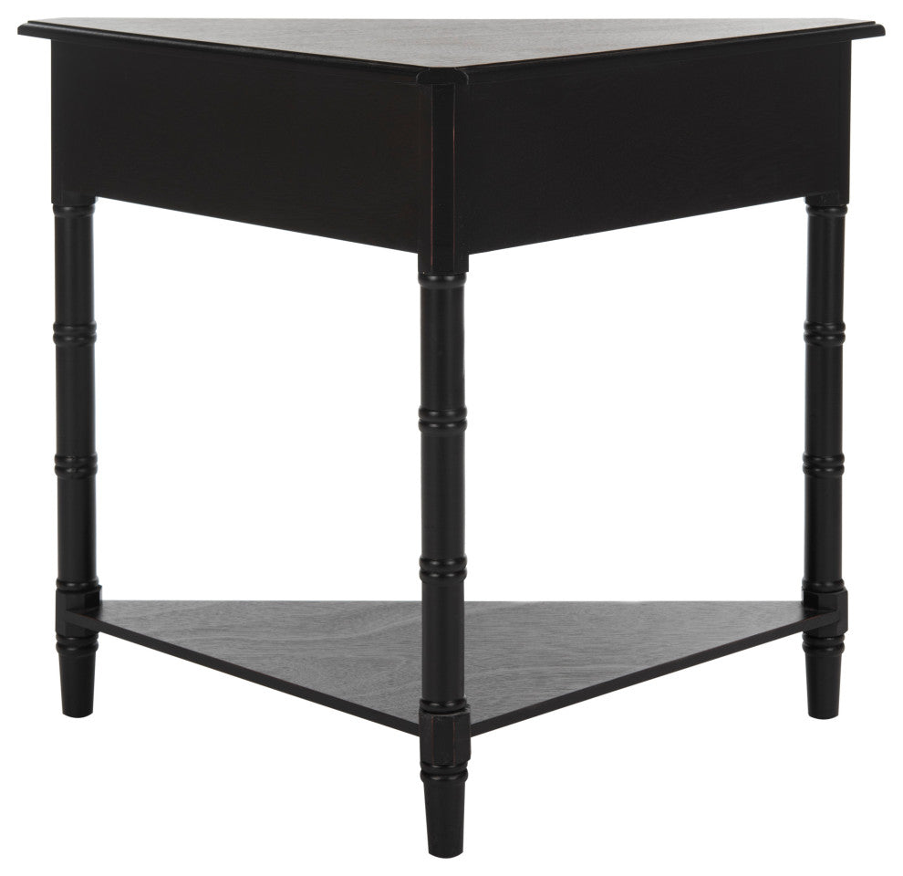 Safavieh Gomez Corner Table With Storage Drawer, Distressed Black