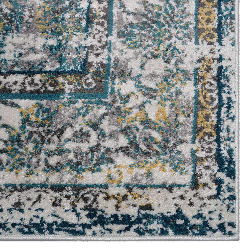 MACHINE MADE HEATSET POLYPROPYLENE AREA RUGS -Silver Color,Oriental Design, [Rectangle] 5'x8'