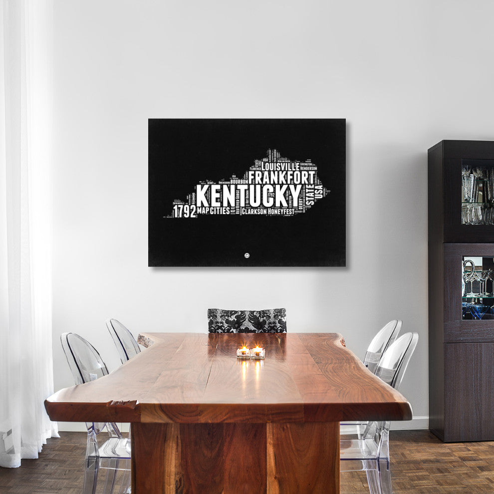 "Kentucky Black and White Map" Fine Art Print