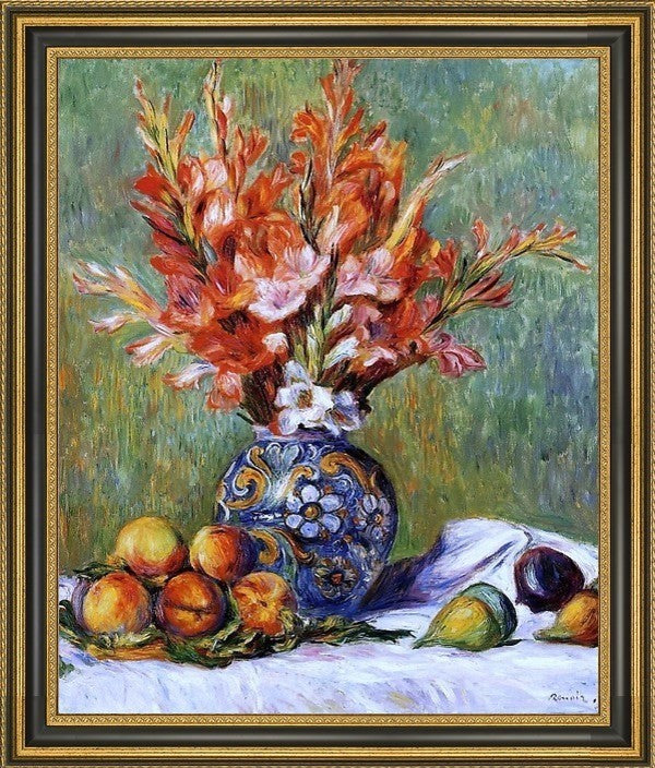 Pierre Auguste Renoir Flowers and Fruit Framed Premium Canvas Print, 16"x20"