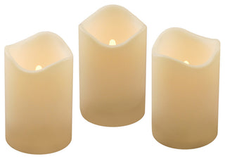 Battery Operated LED Pillar Candles, Set of 3