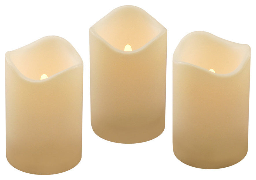 Battery Operated LED Pillar Candles, Set of 3