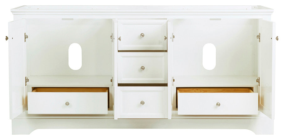 Windsor Matte White Traditional Double Sink Bathroom Cabinet, 72"