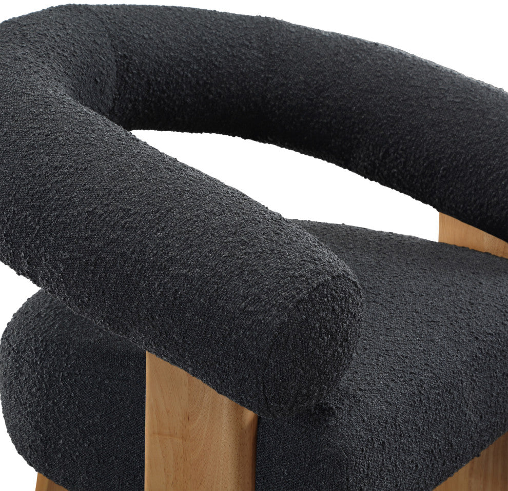 Winston Boucle Fabric Upholstered Accent Chair, Black