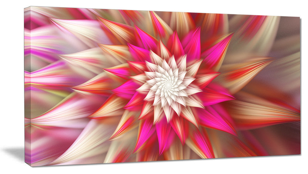 Pink Exotic Fractal Flower, Abstract Canvas Art Print, 40x20