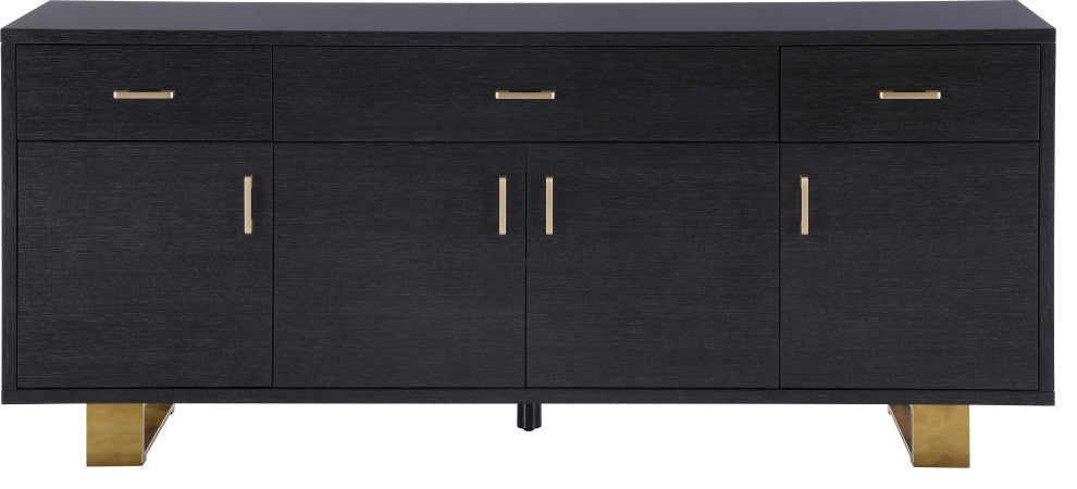 Excel Stainless Steel and Wood Sideboard/Buffet, Grey, Gold Base