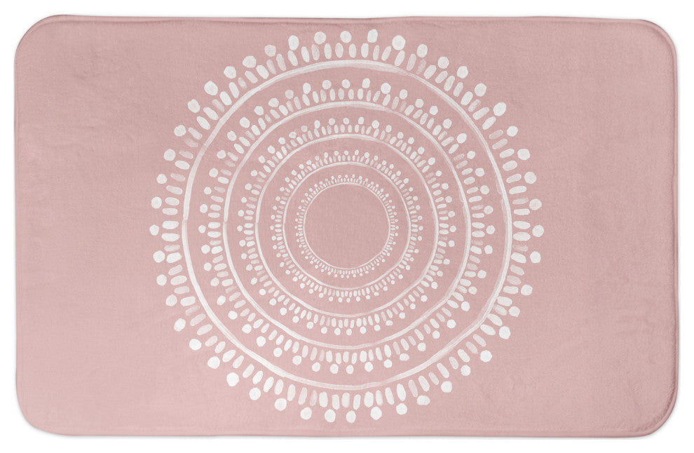 Centered Pink Boho Circle 21x34 Bath Mat