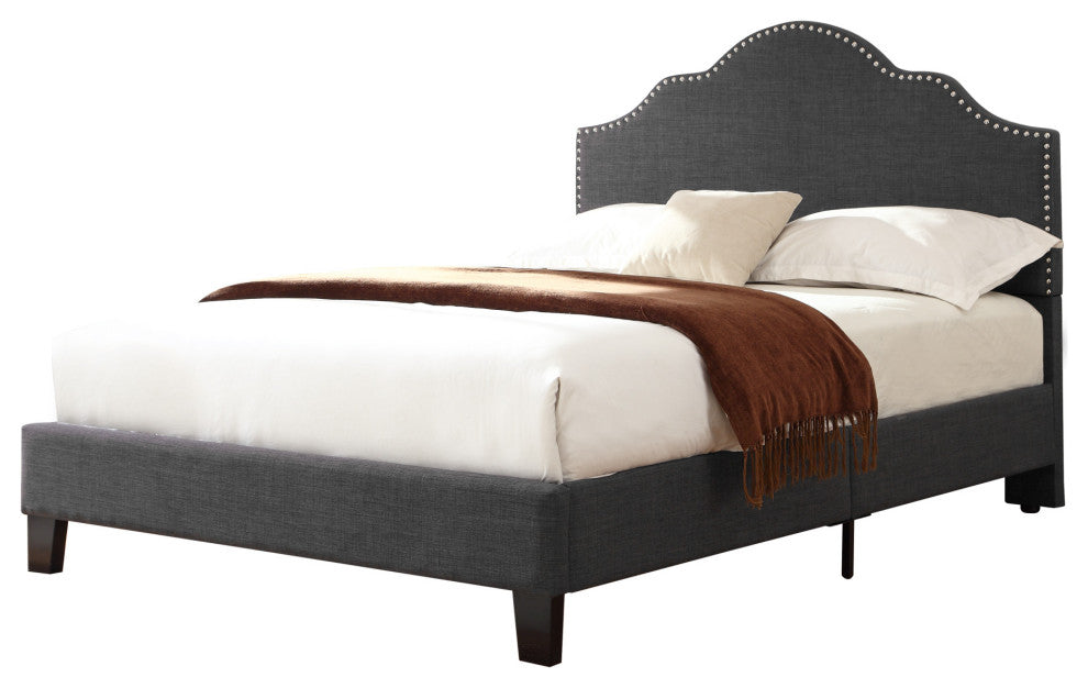 Carrillo Upholstered Bed, Charcoal Gray, Queen